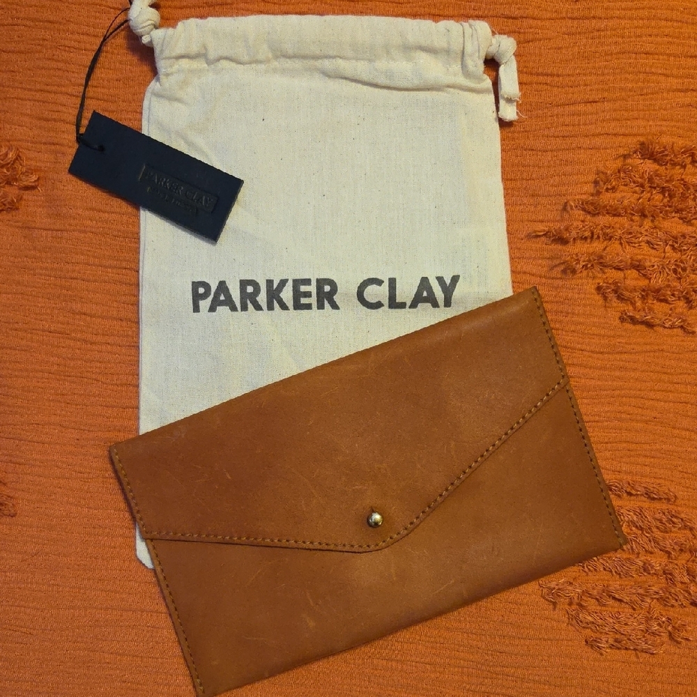 Parker Clay Brown Leather Envelope Clutch